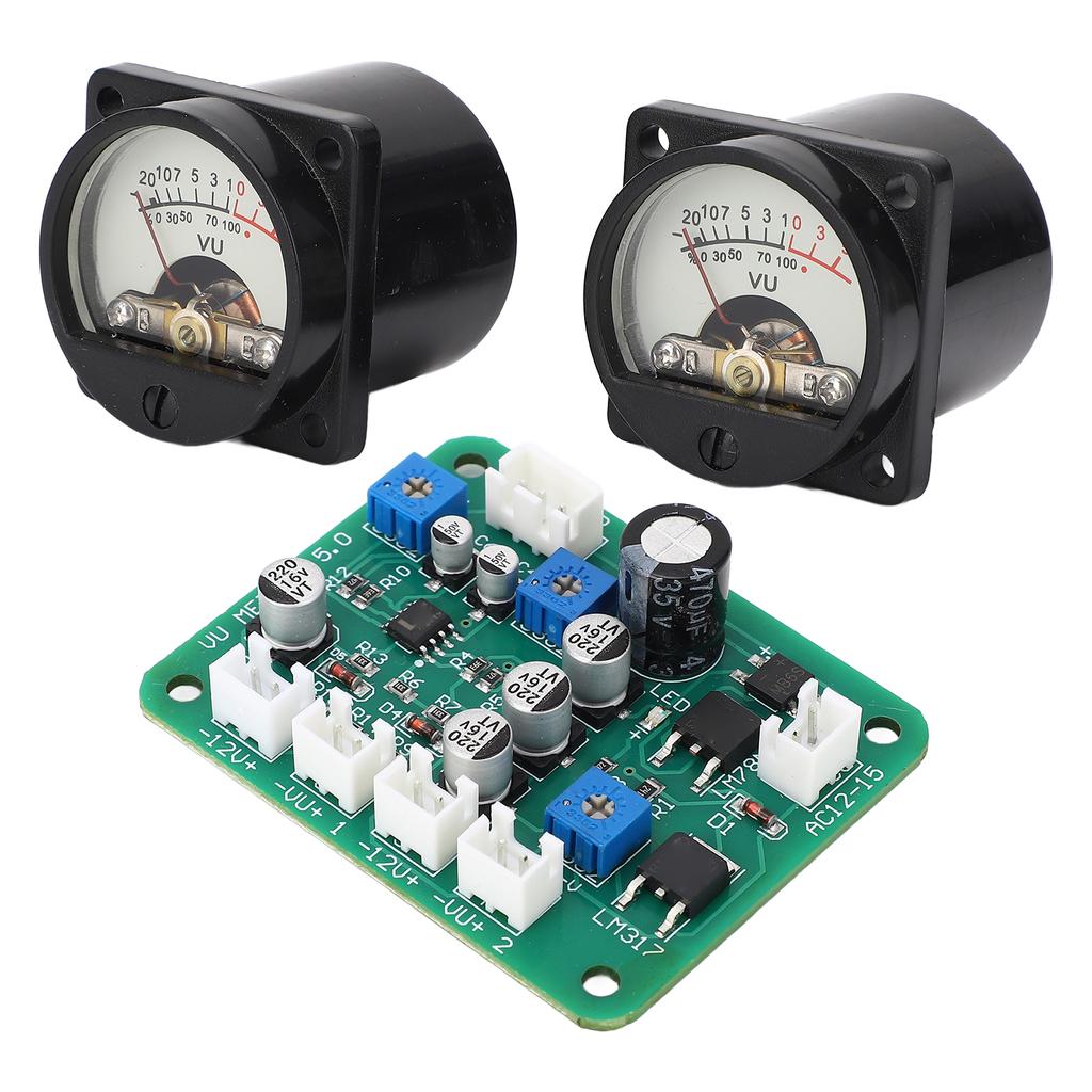 VU Meter Panel Kit 2PCS Warm Color Backlight Power Amplifier VU Meter with Driver Board