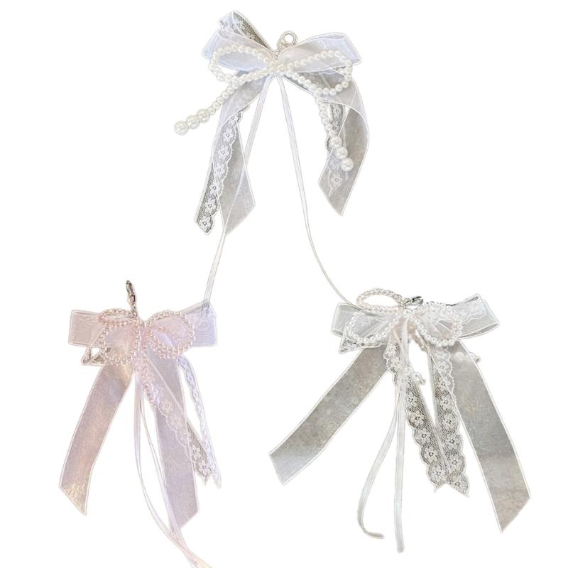 Eleganter Schlüsselanhänger mit Perlen, Handyanhänger, einzigartiger Schlüsselanhänger, Schleife, Taschenanhänger, Accessoire für Geldbörse und Rucksack