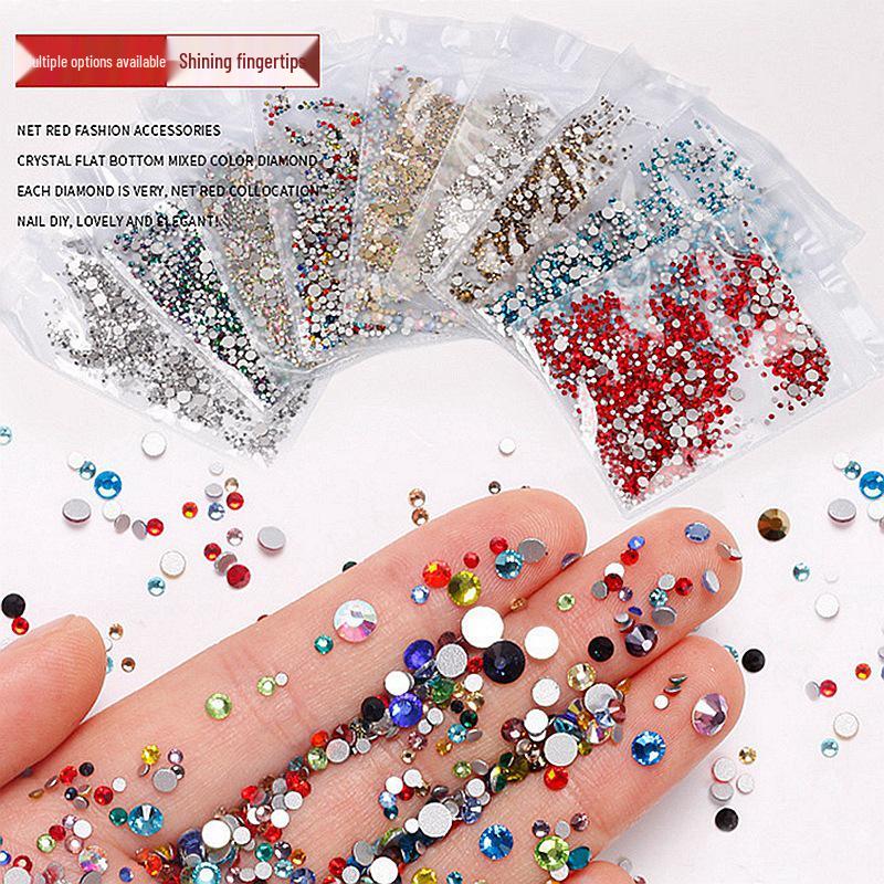 Nail Art Decorations: 1440 Mixed Crystal Glass Rhinestones, Colored Flat-Backed for DIY