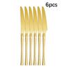 6/30pcs Golden Waist Knife, Fork and Spoon Stainless Steel Tableware Set Dessert Fork and Spoon Steak Knife, Fork and Spoon