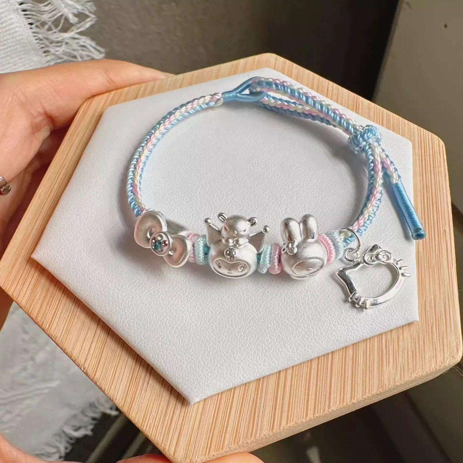 Браслет Bestie из стерлингового серебра с Синнамороллом, Мелоди и Куроми, ручная работа 2#