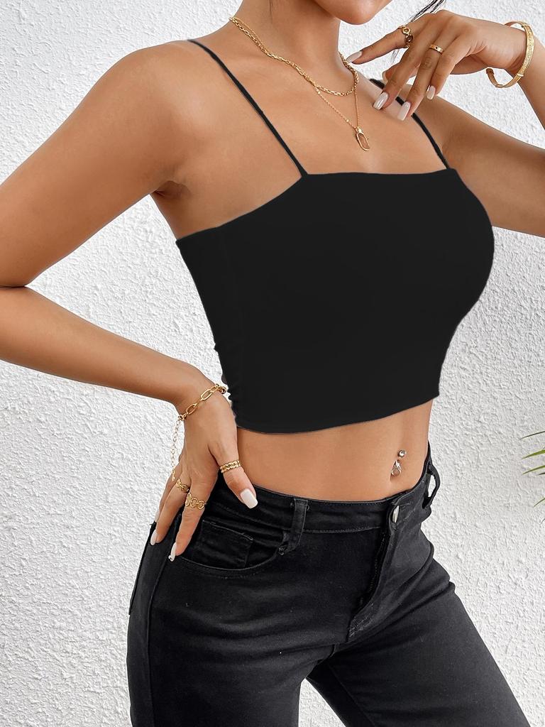 Casual Tank Top U Neck Crop Tops Frauen Sommer Camis Einfarbig Leibchen Mode Rohr Weibliche Ärmellose Gestellte Weste Y2K kleidung