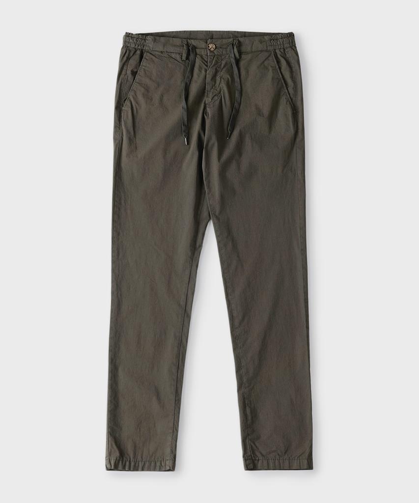 PANICALE Khaki Poplin Elastic Waist Slim Fit Chino Pants