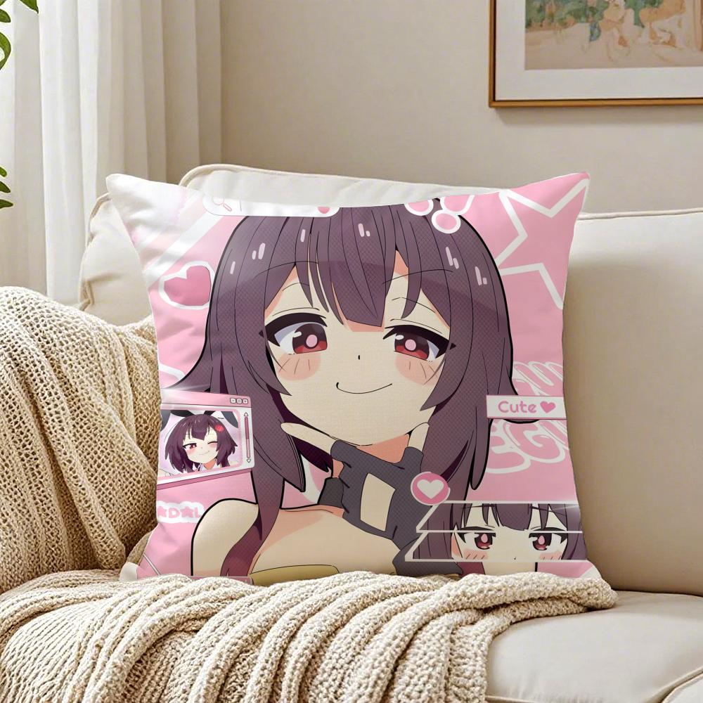Anime ComedyFantasy KKonosuba Cushion Cover Pillowcase Antidustmite living Room Sofa Decor Cushion Room