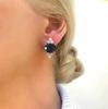 Genuine Large Blue Sapphire Oval Silver Stud Earrings Sterling Silver Jewelry