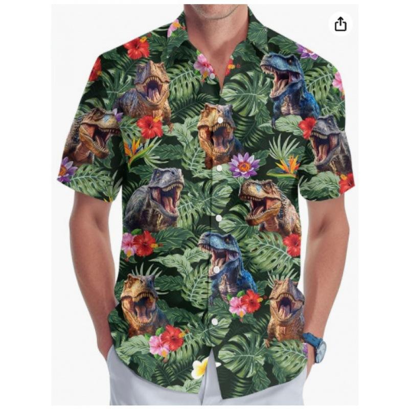 A new large-size men's fashion digital printing short-sleeved shirt in summer from the source manufacturer