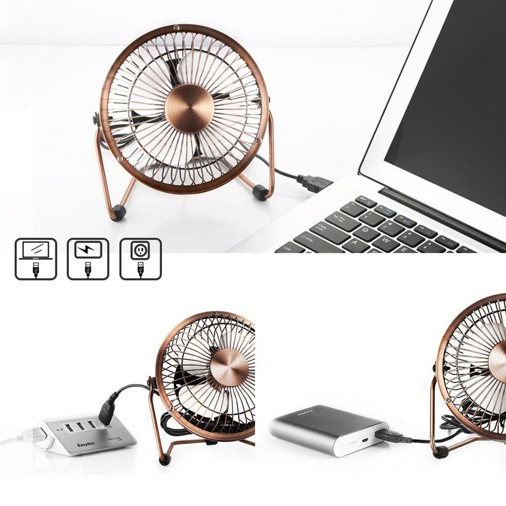 Ventilator de birou USB 4/6 inch Ventilator portabil de masă pentru răcire Reglabil Rotativ la 360 de grade Metalic Silențios Ventilator electric pentru casă