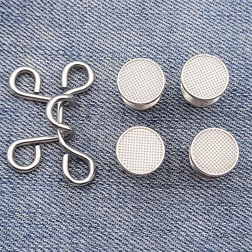 2pcs/Set Extender Button Adjustable Waist Buckle Set Jean Button Pins Perfect Fit Instant for Tighten Waist Jeans No Sewing But