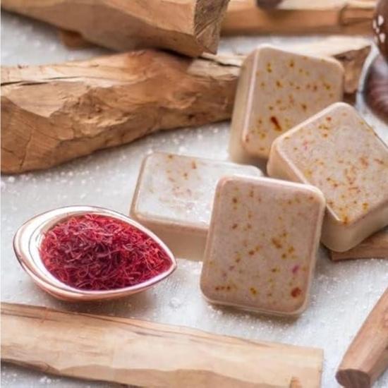 BALF & BELCH Ghar Ka Soaps Sandalwood & Saffron | Handmade Bath Soap for Glowing Skin| Skin Brightening for Men & Women | 100g Each, Pack of 2