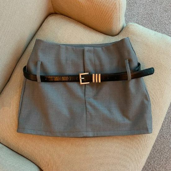 

2024 High Waist Grey A-Line Bodycon Skirt - Slimming Design, Summer Style, Anti-Exposure 4XL