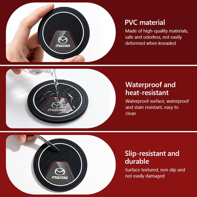 Car Coasters Water Cup Slots Non-Slip Mat Waterproof Cup Pad For Mazda Axela Speed 6 CX3 CX4 CX5 CX7 CX8 CX9 MS Demio