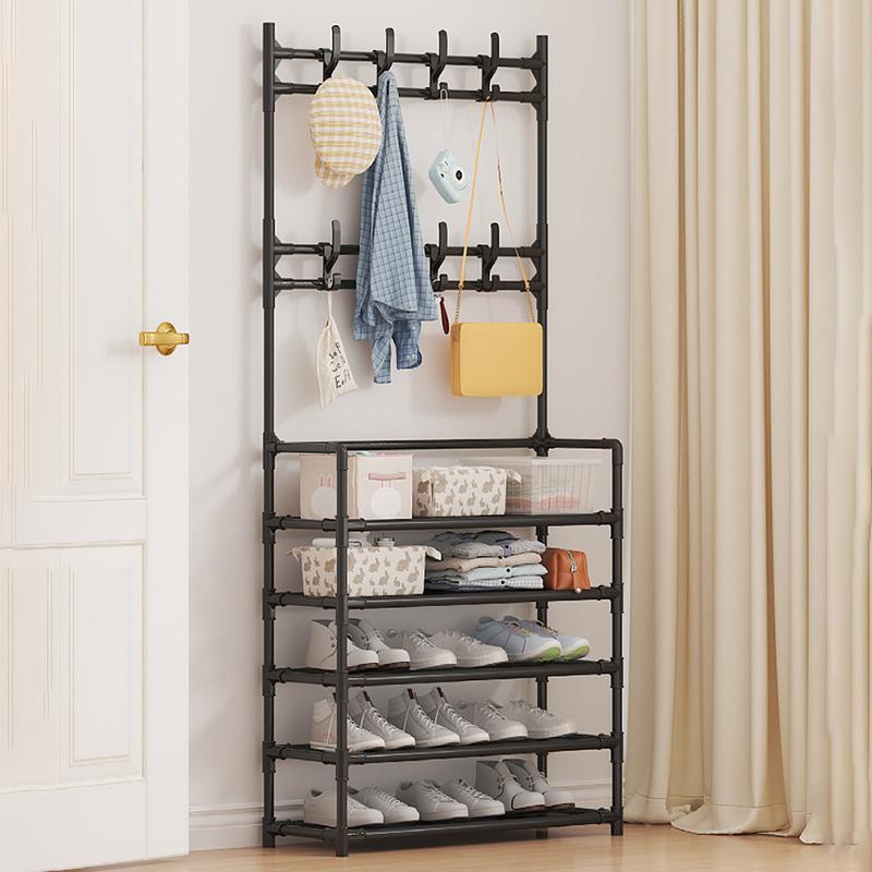4th/5th Floor Multifunctional Home Storage Rack - Plastic Easy Assembly Shoe Clothes Hat Organizer Floor Standing Design Clothe