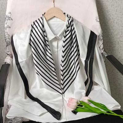 Spring and Autumn Thin Silk Scarf Women's Mulberry Silk 90 Square Scarf Versatile Fashion Shirt with Shawl Silk Scarf