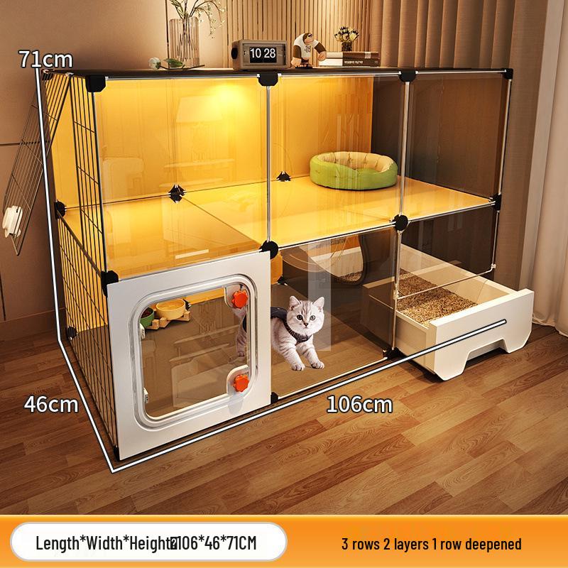 Compact Indoor Cat Villa: Integrated Bed, Toilet, and Play Area - Space-Saving Design for Apartment Living