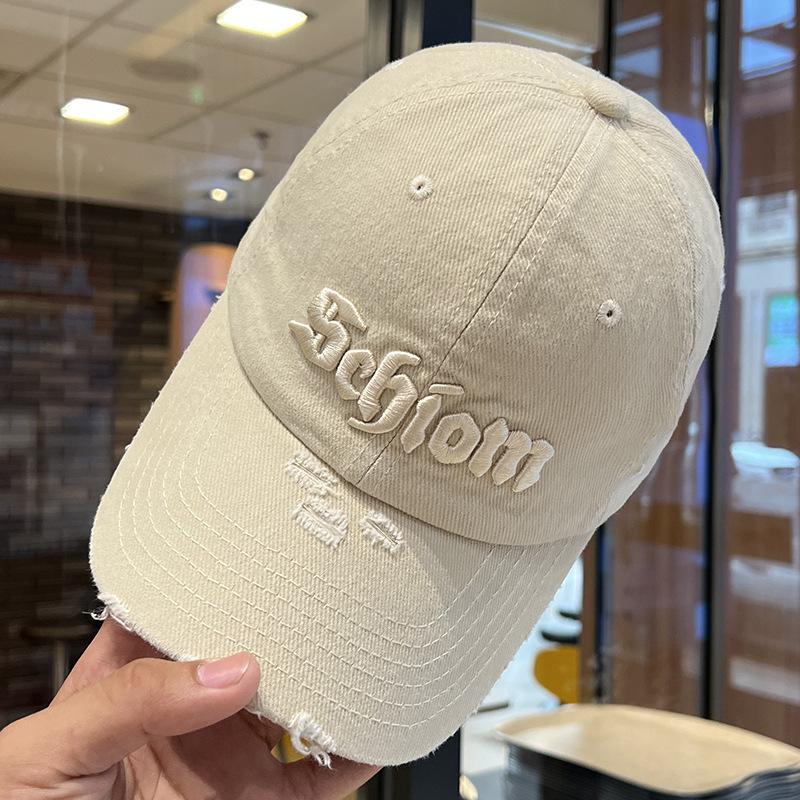 Retro three-dimensional embroidered peaked cap female couple niche trendy brand face small sunshade baseball cap