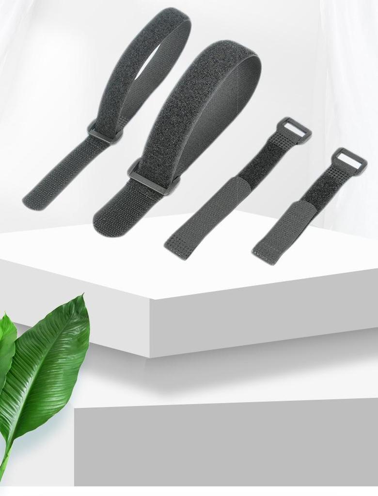 Black Multi-Spec Non-Slip Magic Tape Cable Ties - Data Cable Organizer with Buckle