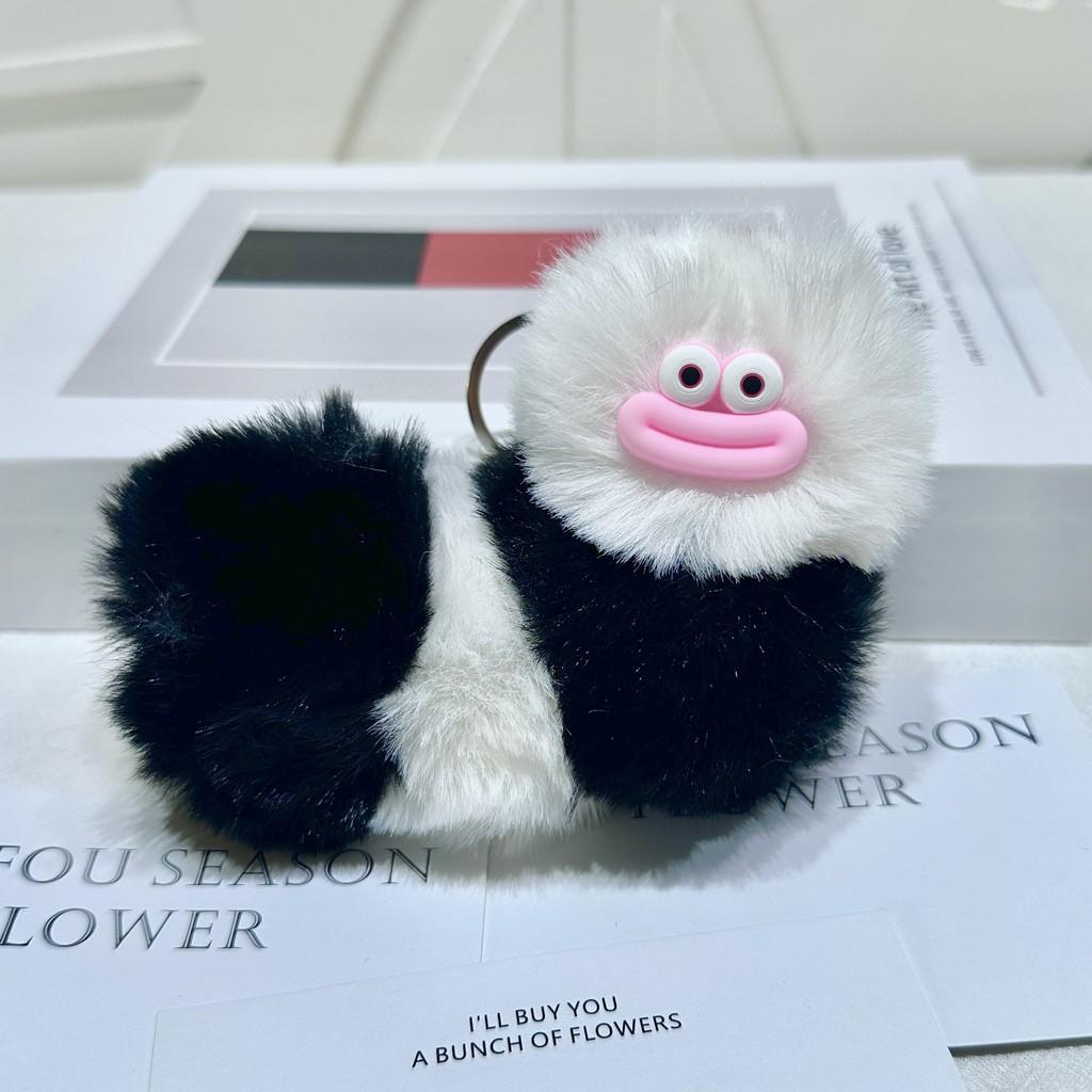 

Adorable Plush Sausage Mouth Plush Ball Diy Accessory Keychain For Gifts And Decor Black White