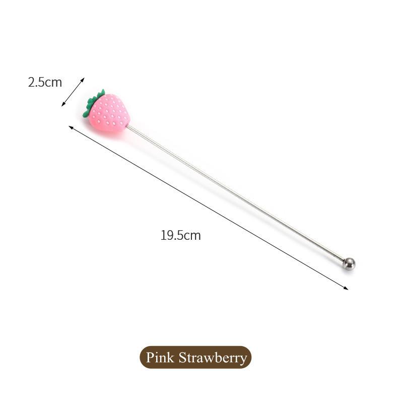 Silikonová hlava ovoce Nerezová míchací tyč Dlouhá rukojeť Koktejlové nápoje Míchací tyčinky Mixér Barové náčiní Muddler Barové doplňky