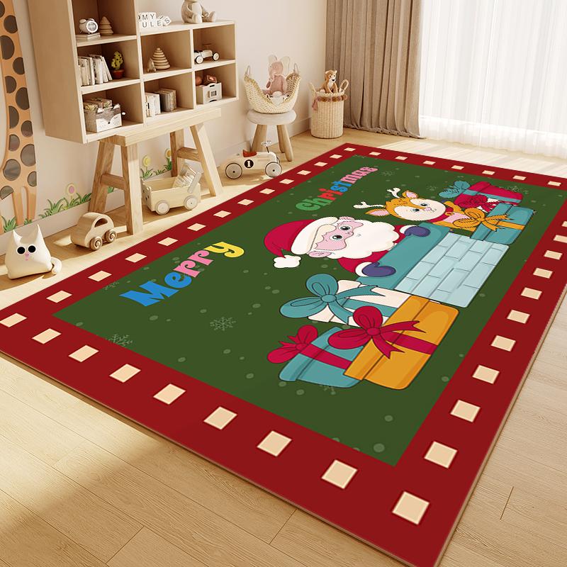 

Winter Warmth Printed Christmas Elements Bedroom, Living Room, Entrance Hall Carpet Anti-slip Floor Mat Home Decoration 80x120cm 31x47inch