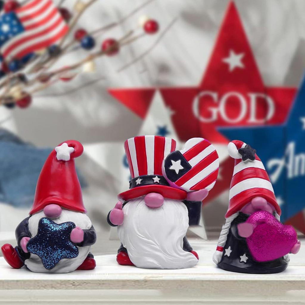 4th Of American Independence Day Patriotic Striped Resin Statue American Independence Day Decoration Gift Handmade Home Tiered Tray Figurine
