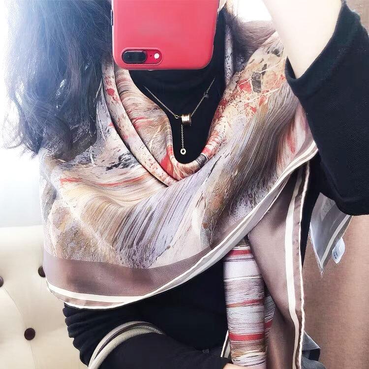 2024 New Style Large Square Scarf: 110 Mulberry Silk with Hand-Rolled Edges