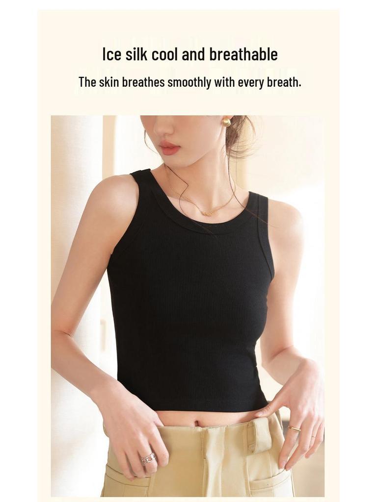 Damen Geripptes Modal Spaghettiträger Tanktop: 2026 Neues Schlankmachendes, Figurschmeichelndes Sommer-Eis-Seiden-; Allein tragen oder kombinieren.