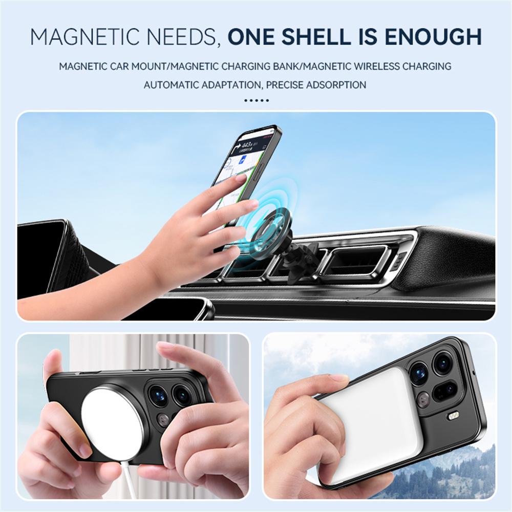 Pro Oppo Find X9 5G Magnetický kryt Skrytý stojánek Matný PC TPU zadní kryt telefonu s pocitem kůže