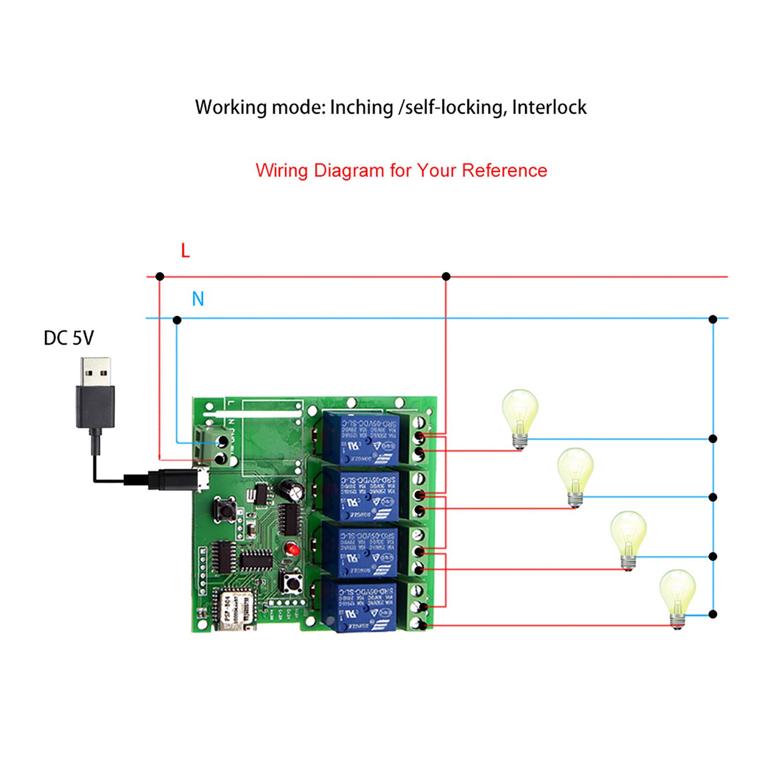 

eWeLink Smart Remote Control Wireless Module 4ch 5V Wifi Timer Phone APP Remote Control Support Home Voice Control f