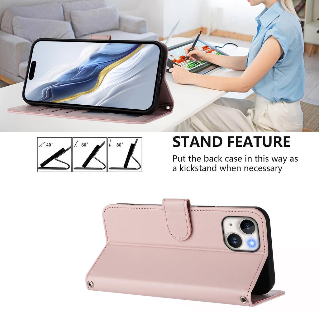 For iPhone 17 Pro Phone Case with Card Holder Kickstand Leather PC TPU Shockproof Protective Cover