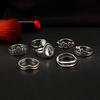 7 Pcs Vintage Women Hollow Carving Lotus Flower Waterdrop Knuckle Midi Rings Set