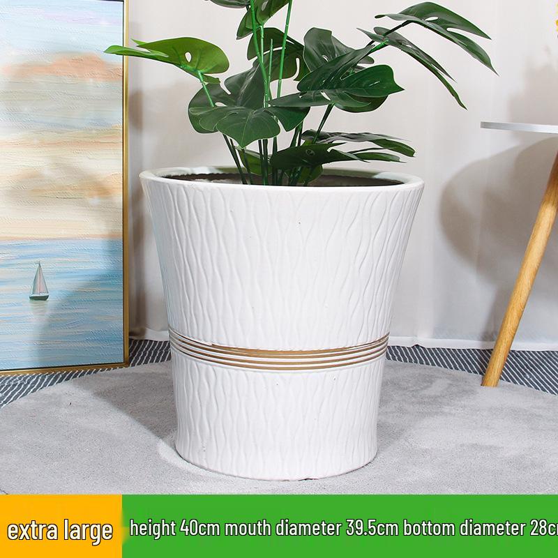 Large Light Luxury Ceramic Flower Pot for Floor or Table, XL Diameter, Album Style for Green Plants & Silk Flowers