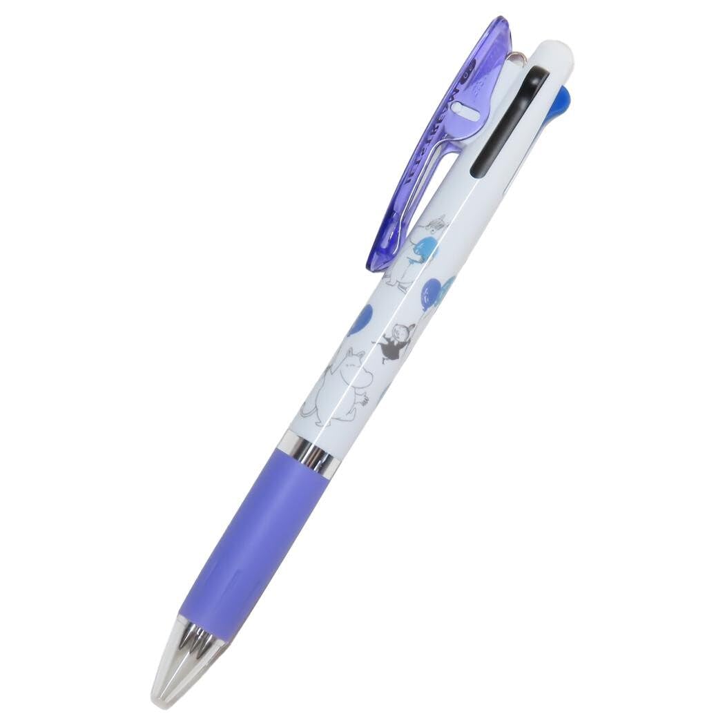 

Moomin Ballpoint 3 Jetstream Made in Balloon Set Name Pen, Colors, 0.5, Japan, (Pen, Stickers)
