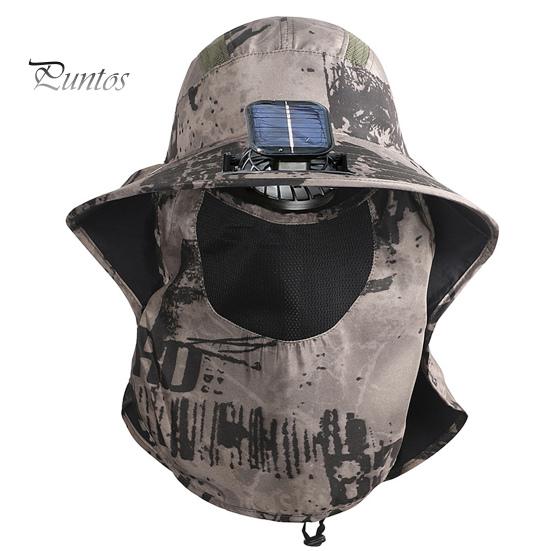 

Чоловічий сонцезахисний капелюх із вбудованим вентилятором Рибальський капелюх із широкими полями та клапаном на шиї, регульований на 3 швидкості Сонцезахисний ковпак для походів на свіжому повітрі темного кольору хакі