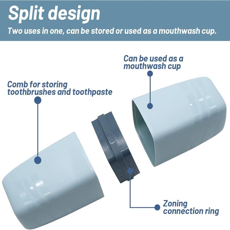 2 PCS Travel Toothbrush Case Portable Multifunctional Toothbrush Holder Toothbrushes Toothpaste Separate Storage Wash Cup for