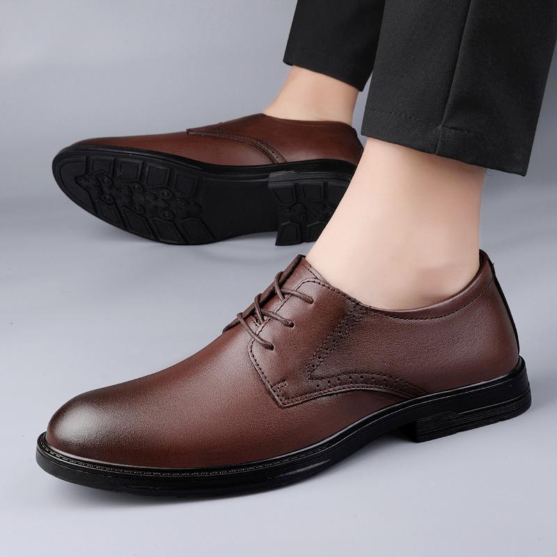Fashion Business Casual Men's Leather Shoes Gentleman Shoes Lace Up Men Minimalist Versatile Comfortable Fashion Office Footwear Male