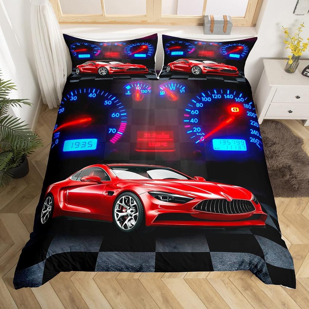 Boys Sports Car Bedding Set Twin Race Car Duvet Cover For Kids Teens Room DecorRacing Cars Bed Set