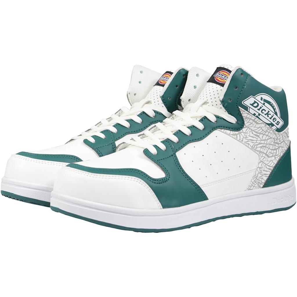 Dickies Safety Steel Toe Size D-3318 Men's Mid-Cut Sneakers, Lightweight, Shock-Absorbing, Cap, Oil-Resistant Sole, Green, 26.5cm