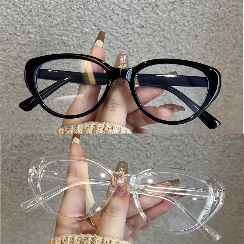 2Pcs Fashion Unisex Cat Eye Plain Glasses For Woman Man Glasses Frame For Party Eyeglasses Female Decorative Spectacles Glasses