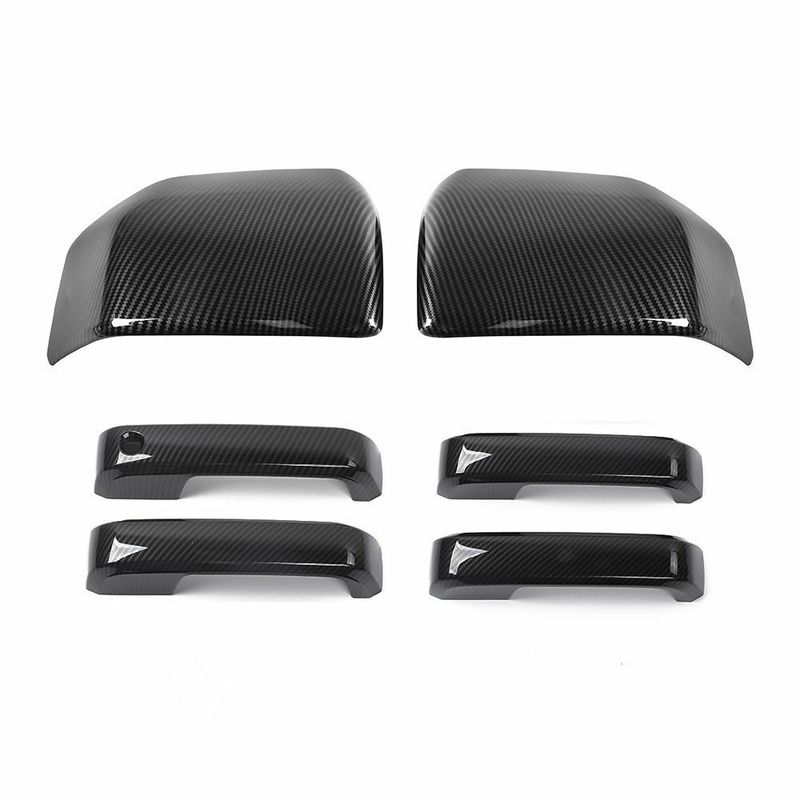 For Ford F150 2015- Raptor Rearview Side Mirror + Door Handle Cover Wing Cap Car Exterior Door Rear View Case Trim Sticker
