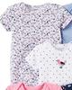 Set of Cute and Border Baby Bodysuits for Girls Months Carter's 5-piece Heart, Dot, Short-sleeve (12 (72-78cm)) [Used]