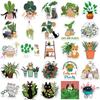 50 Cartoon Cat and Plant Stickers Decorate Suitcase Notebook Waterproof Hot Stamps Without Repeating Stickers