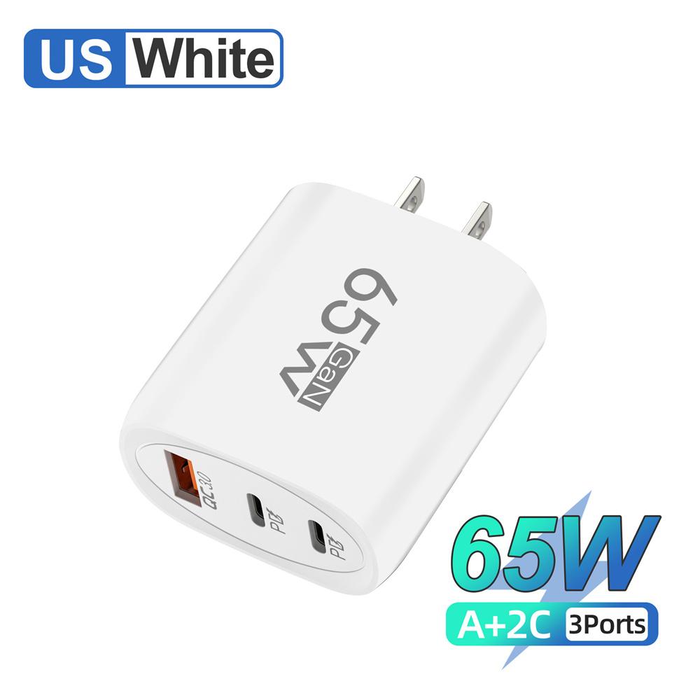 

65 Вт GaN зарядное устройство USB C зарядное устройство Type C быстрая зарядка зарядное устройство мобильный телефон адаптер для iPhone Samsung Realme Xiaomi настенное зарядное устройство White US