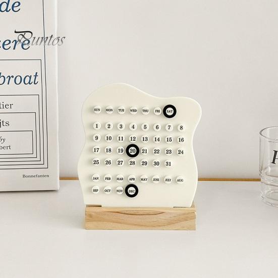 Wiederverwendbarer Ganzjahreskalender, Ewiger Block mit Datumsmarkierer, Schreibtisch-Holz, Moderne minimalistische Basis, DIY-Ring, Ein Tagesplaner für Büro und Zuhause