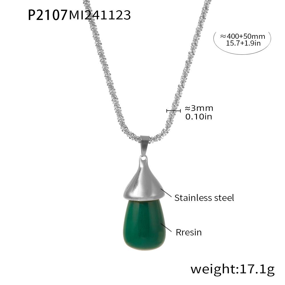 Qiong Yao Stainless Steel Resin Water Drop Pendant Necklace, 18K Gold-Plated, Textured Cauliflower Design