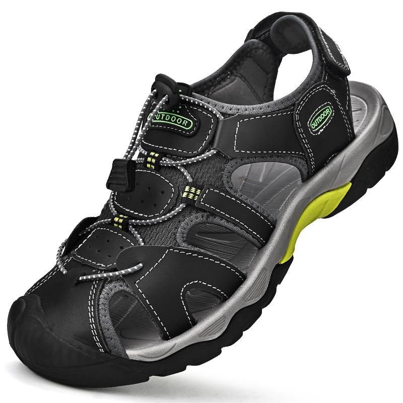 Fashion Summer Mens Casual Shoes Leather High Quality Non-Slip Outdoor Sandals Fashion Walking Beach Shoes for Men Breathable Mocassins