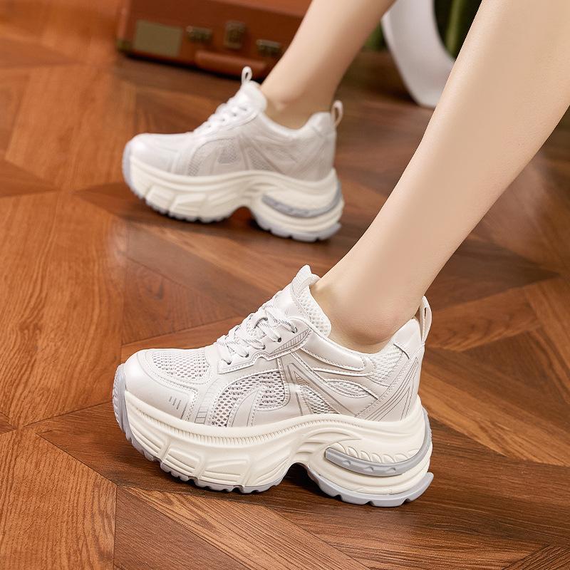 Daddy shoes women's 2025 summer new thick-soled inner height increase women's shoes fashionable versatile breathable hollow mesh sandals