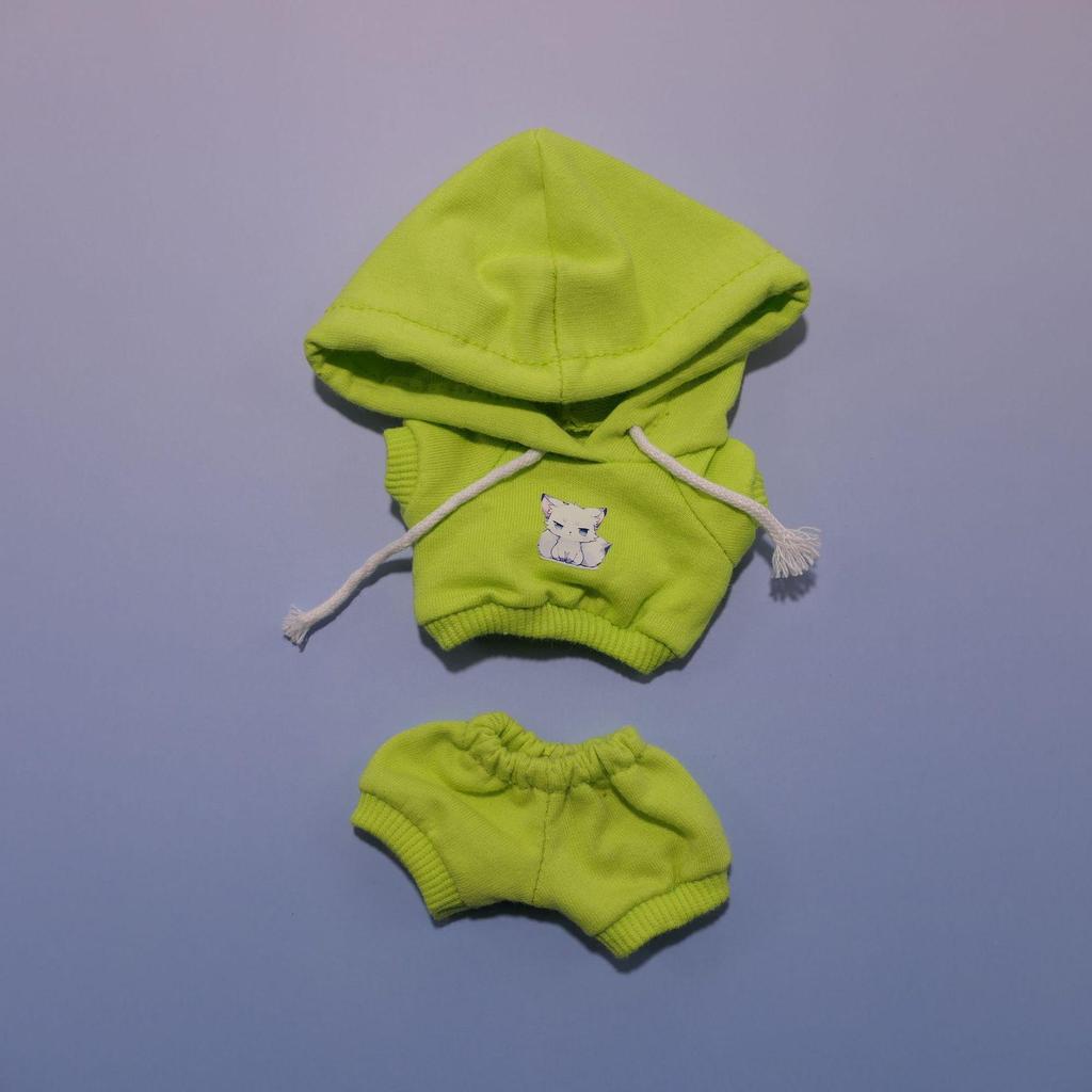 Labubu Hoodie Set: Einfarbige Puppenkleidung mit Anhänger für Erste & Dritte Generation, 17cm austauschbare Plüsch-Merchandise.