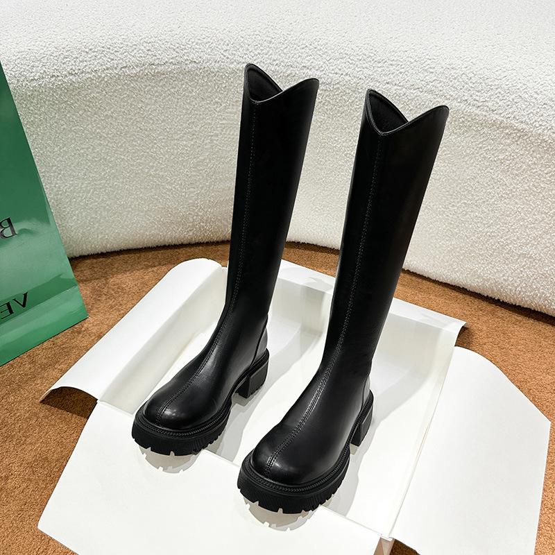 Long boots women's new winter thick-soled knight boots women's thick heel temperament is thin and tall white high boots
