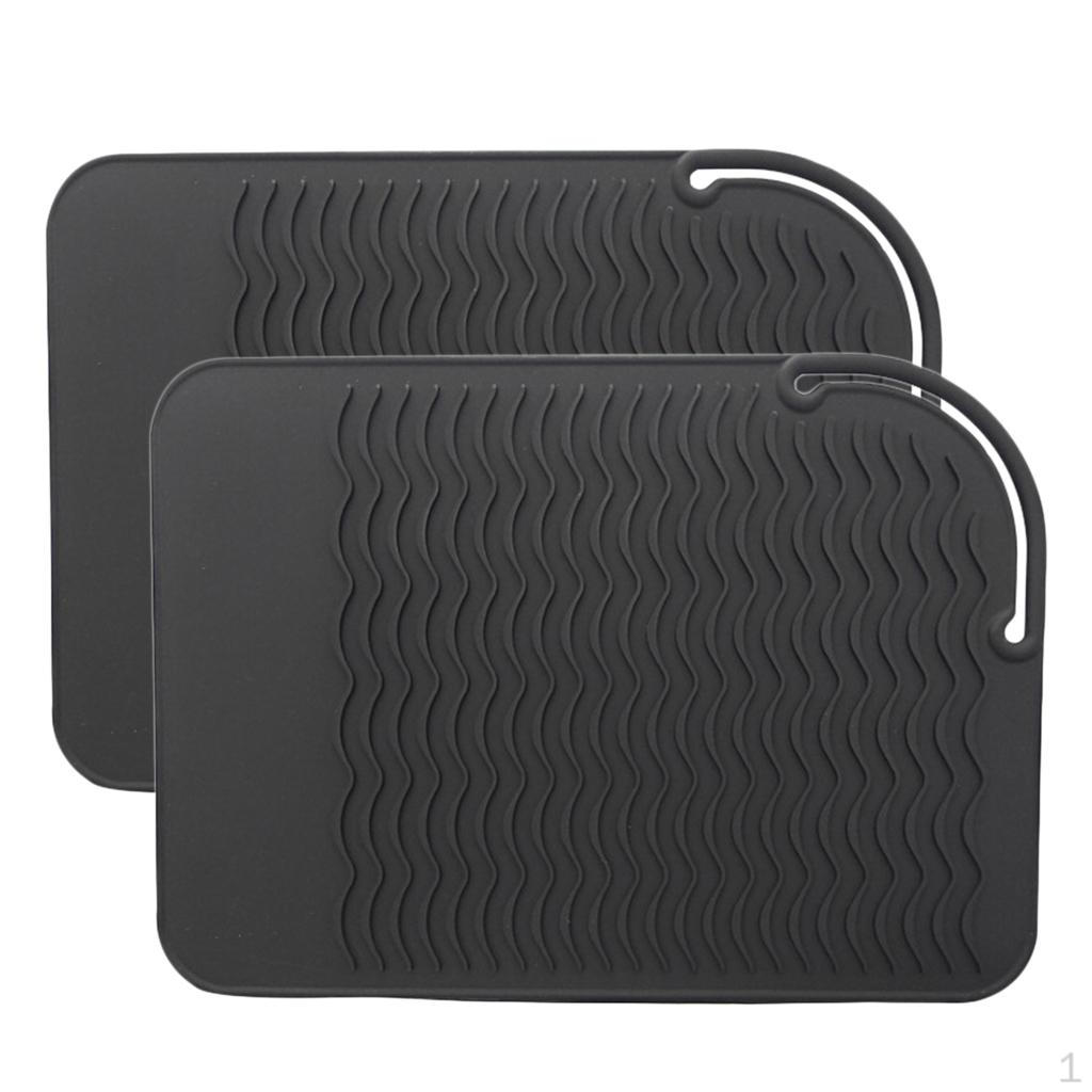 

2 шт. Силиконовый термостойкий коврик для выпрямителя для волос Черный