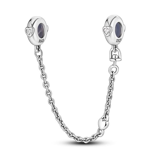 Nový 925 Sterling Silver Sparkling Pav éCrown O Tree Bezpečnostní řetízek Přívěsek Korálky Temperament Náramek Ženy Šperky Dárek